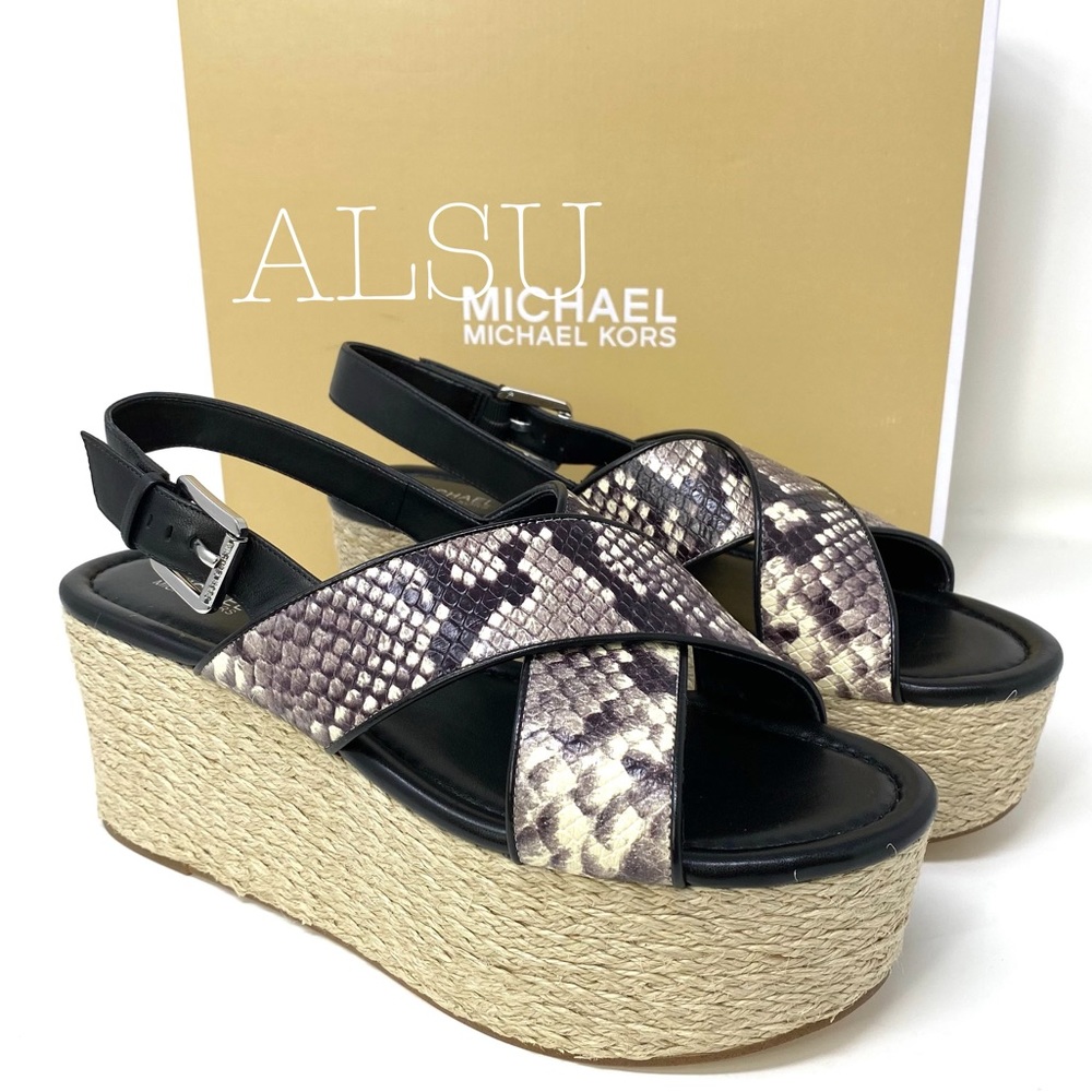 🌸Spring Sale🌸 Michael Kors Wmns Sandal Jodi Mid Wedge Leather 40S8JOFS1E